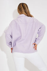 Lilac Pocket Oversized Brushed Shacket - Caley