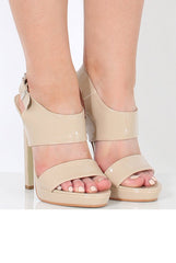 Nude Patent Cut Out Platform heels - Jordyn