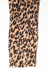 Beige Leopard Print Chiffon Scarf - Adell