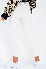 Cream Denim High Waist Mom Jeans - Raeyah