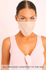 Beige Pearl Detail Face Mask - Lula