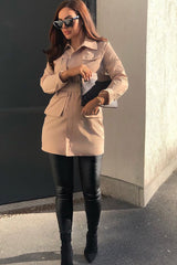 Camel Utility Belted Zip Front Shirt Dress - Meliyah