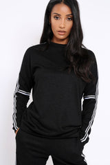Black Sparkle Striped Loungewear Set - Shellie