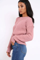 Rose Chunky Knit Distressed Jumper - Bella