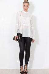 Belle White Crochet Detail Top