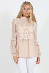 Nude Crochet Detail Top - Belle