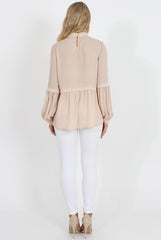 Nude Crochet Detail Top - Belle