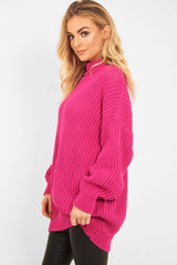 Pink Chunky Knit Jumper Dress - Maci