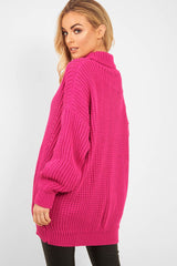 Pink Chunky Knit Jumper Dress - Maci