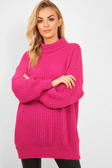Pink Chunky Knit Jumper Dress - Maci