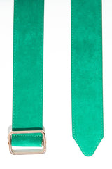 Green Faux Suede Gold Buckle Wide Belt - Tammie