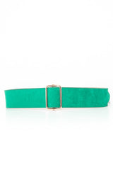 Green Faux Suede Gold Buckle Wide Belt - Tammie