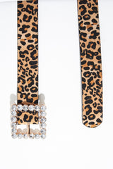 Leopard Faux Leather Embellished Buckle Belt - Oneita