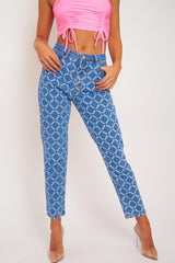 Mid Wash Denim Savage Slogan Print Mom Jeans - Clarisse