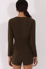 Khaki Utility Plunge Playsuit - Bethan