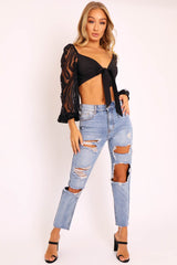 Washed Blue Distressed Jeans - Gilly