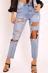 Washed Blue Distressed Jeans - Gilly