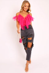 Pink Tulle Ruffle Bodysuit - Irelia