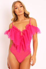 Pink Tulle Ruffle Bodysuit - Irelia
