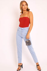 Rust Slinky Square Neck Bodysuit - Sadie