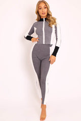 Grey White and Black Striped Tracksuit - Cayla