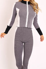 Grey White and Black Striped Tracksuit - Cayla