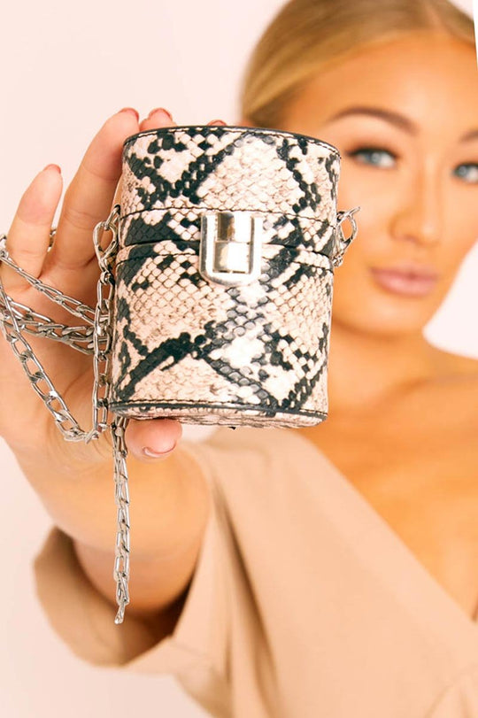 Nude Snake Cylindrical Chain Mini Bag - Kirstin