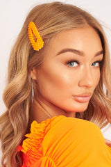 Neon Orange Matte Hair Clip - Zyra