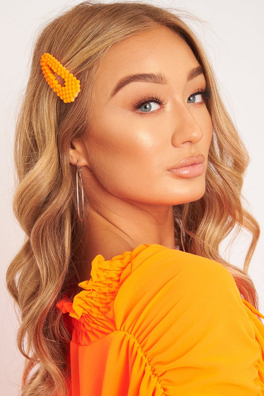 Neon Orange Matte Hair Clip - Zyra