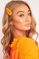 Neon Orange Matte Hair Clip - Zyra