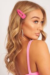 Neon Pink Matte Hair Clip - Zyra