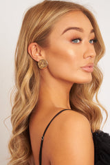 Gold Hammered Texture Disc Earrings - Ulani