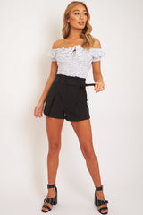 Black Tailored Pleat Front Belted Shorts - Immi