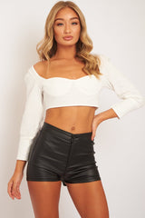 White Cropped Bustier Crop Top - Mara