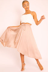 White Floral Applique Crop Top - Freida