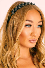 Black Large Diamante Hair Band - Marelyn