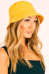 Mustard Canvas Stitch Detail Bucket Hat - Jamee