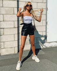 White Slinky Ruched Detail Bodysuit - Edie