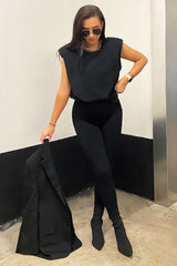 Black Shoulder Pad Oversized T-shirt - Amzie