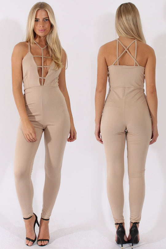 Nude Front Harness Fitted Jumpsuit - Bette