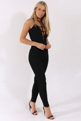 Black Front Harness Fitted Jumpsuit - Bette