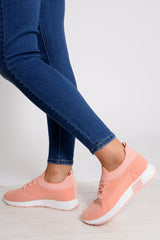 Pink Stretch Mesh Lace Up Trainers - Beulah