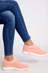 Pink Stretch Mesh Lace Up Trainers - Beulah