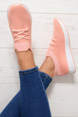 Pink Stretch Mesh Lace Up Trainers - Beulah