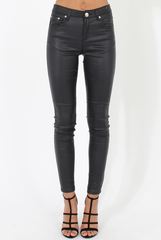 Skinny Fit High Waisted Leather Look Jeans - Bianca