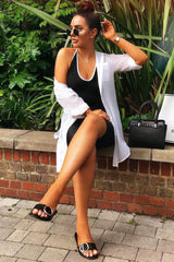 Black High Leg Contrast Trim Swimsuit - Taliya