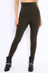 Khaki High Waisted Shape Leggings - Binky