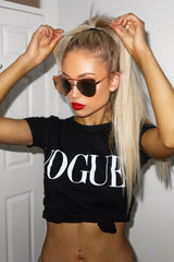 Black Vogue Slogan Top - Birda