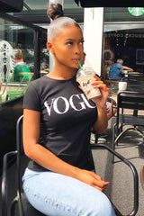 Black Vogue Slogan Top - Birda