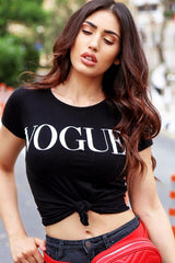 Black Vogue Slogan Top - Birda